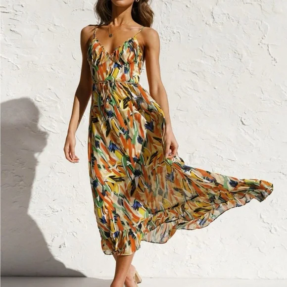 Multicolor Sleeveless Midi Dress - Picture 2 of 5